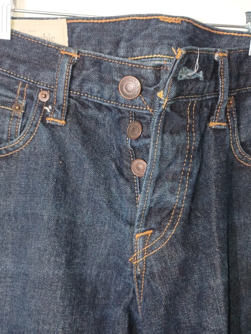Abercrombie & Fitch The A&F Skinny Jeans Size 31x30 Dark Wash Denim Button image 2